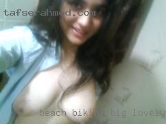 Beach bikini big boobs top less lovely BBW women.